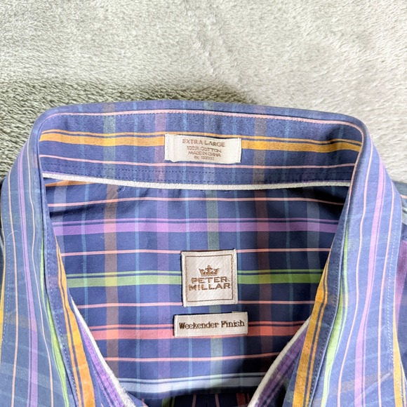 Peter Millar Weekender Finish Plaid Long Sleeve Button Down Shirt Mens XL - Picture 3 of 9